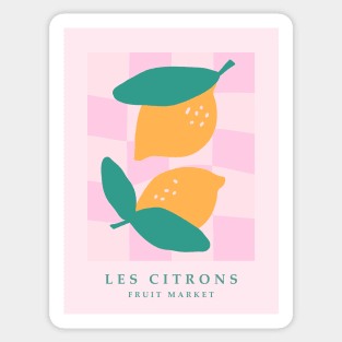 Fruit market, Lemons, Y2K decor, Checkerboard, Cute art print, Indie decor, Danish pastel Sticker